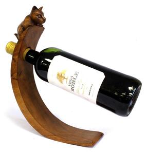Leseno stojalo za vino – Mačka
