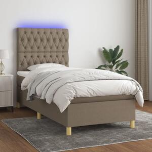 VidaXL Box spring postelja z vzmetnico LED taupe 80x200 cm blago