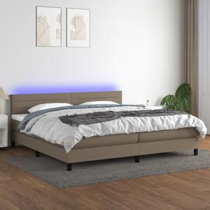 VidaXL Box spring postelja z vzmetnico LED taupe 200x200 cm blago