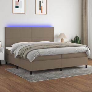 VidaXL Box spring postelja z vzmetnico LED taupe 200x200 cm blago