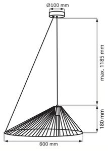 Lestenec na vrvici AURORA 1xE27/20W/230V pr. 60 cm črna