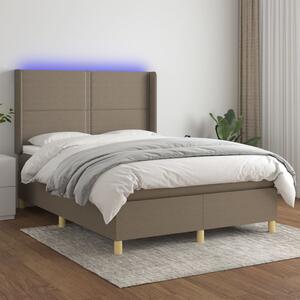 VidaXL Box spring postelja z vzmetnico LED taupe 140x190 cm blago