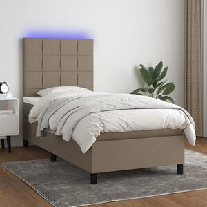 VidaXL Box spring postelja z vzmetnico LED taupe 100x200 cm blago