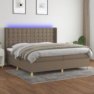 VidaXL Box spring postelja z vzmetnico LED taupe 200x200 cm blago