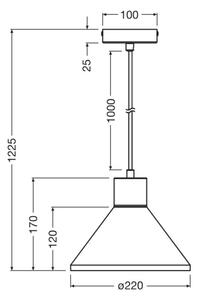 Ledvance - Lestenec na vrvici DECOR CONCRETE 1xE27/15W/230V pr. 22 cm beton siva