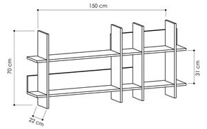 Stenska polica BEADS 70x150 cm bela