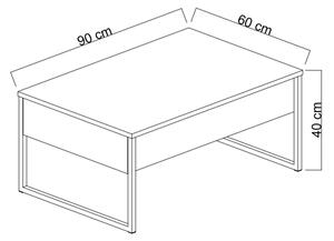 Klubska mizica LUXE 40x90 cm bela/zlata