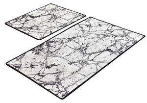 SET 2x Podloga za kopalnico MARBLE 60/100 cm bela/črna