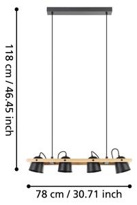 Eglo 900883 - LED RGBW Zatemnitveni lestenec na vrvici HORNWOOD-Z 4xLED/3,7W/230V