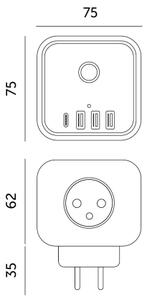 Razdelilna vtičnica s stikalom LINEA 3x230V + 4xUSB A/C bela