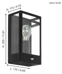 Eglo 780422 - Zunanja stenska svetilka s senzorjem ALGECIRAS 1xE27/60W/230V IP44