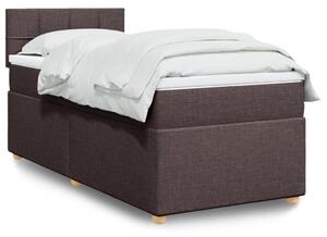 VidaXL Box spring postelja z vzmetnico temno rjav 90x190 cm blago