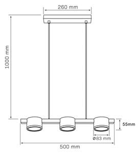 LED Lestenec na vrvici MIRELLA 3xGX53/6W/230V zlata/črna