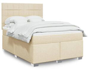 VidaXL Box spring postelja z vzmetnico krem 160x200 cm blago