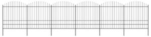 VidaXL Vrtna ograja s koničastimi vrhovi jeklo (1,75-2)x10,2 m črna