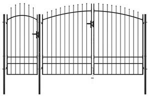 VidaXL Vrtna vrata iz jekla 2,45x4 m črna