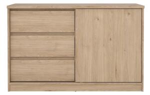 Komoda v hrastovem dekorju z drsnimi vrati 119x76x50 cm Naia – Tvilum