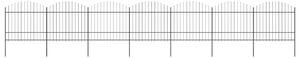 VidaXL Vrtna ograja s koničastimi vrhovi jeklo (1,5-1,75)x11,9 m črna