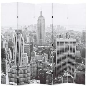 VidaXL Zložljiv paravan 200x170 cm New York podnevi črn in bel