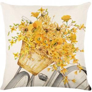Lanena prevleka za blazino VELOBLOOM 45x45 cm, kremna