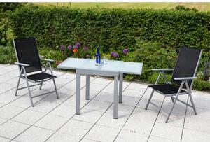 Gardenson Raztegljiva Vrtna Miza Ambia, Steklo, Aluminij, 64-130x65