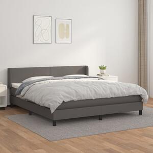 VidaXL Box spring postelja z vzmetnico siva 160x200 cm umetno usnje