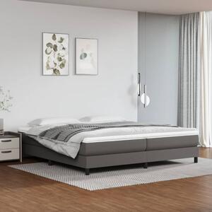 VidaXL Box spring postelja z vzmetnico siva 200x200 cm umetno usnje