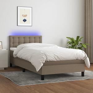 VidaXL Box spring postelja z vzmetnico LED taupe 80x200 cm blago