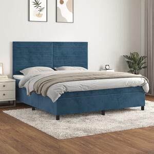 VidaXL Box spring postelja z vzmetnico temno modra 160x200 cm žamet