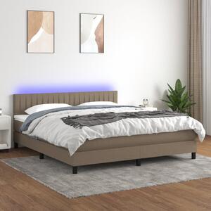 VidaXL Box spring postelja z vzmetnico LED taupe 180x200 cm blago