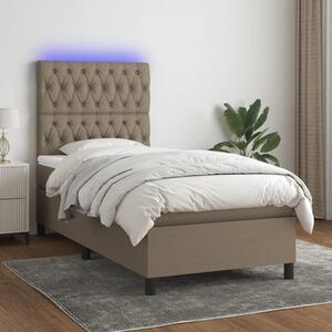 VidaXL Box spring postelja z vzmetnico LED taupe 80x200 cm blago