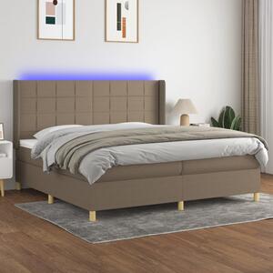 VidaXL Box spring postelja z vzmetnico LED taupe 200x200 cm blago