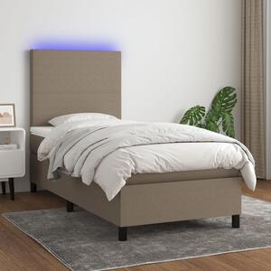 VidaXL Box spring postelja z vzmetnico LED taupe 100x200 cm blago