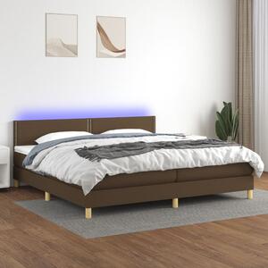 VidaXL Box spring postelja z vzmetnico LED temno rjava 200x200cm blago