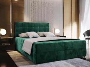 Oblazinjena postelja boxspring GLORIEN VELVET 160x200 cm temno zelena Vzmetnica: Vzmetnica Bonell