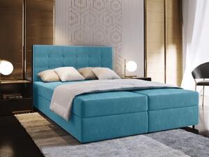 Oblazinjena postelja boxspring GLORIEN VELVET 140x200 cm modra Vzmetnica: Vzmetnica Bonell