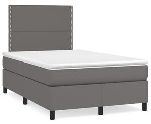 VidaXL Box spring postelja z vzmetnico siva 120x190 cm umetno usnje