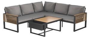 LOUNGE GARNITURA akacija masivno aluminij, jeklo