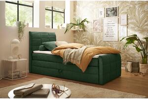 POSTELJA BOXSPRING 100 cm x 200 cm , tekstil, leseni material zelena