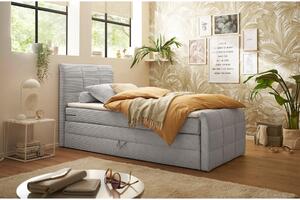 POSTELJA BOXSPRING 100 cm x 200 cm , tekstil, leseni material svetlo siva
