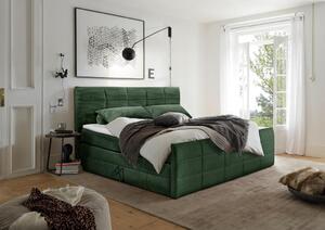 POSTELJA BOXSPRING 180 cm x 200 cm , tekstil, leseni material olivno zelena