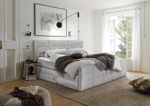 POSTELJA BOXSPRING 183 cm x 200 cm , tekstil, leseni material svetlo siva