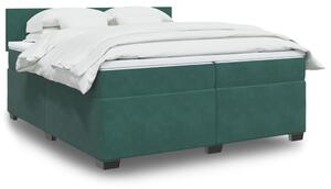 VidaXL Box spring postelja z vzmetnico temno zelena 200x200 cm žamet