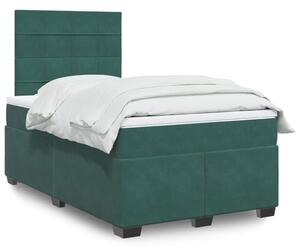 VidaXL Box spring postelja z vzmetnico temno zelen 120x190 cm žamet