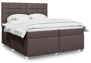 VidaXL Box spring postelja z vzmetnico temno rjav 200x200 cm blago