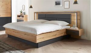 POSTELJNA GARNITURA 180 cm x 200 cm , tekstil, leseni material siva, hrast artisan