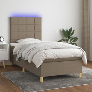 VidaXL Box spring postelja z vzmetnico LED taupe 100x200 cm blago