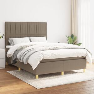 VidaXL Box spring postelja z vzmetnico taupe 140x200 cm blago