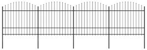VidaXL Vrtna ograja s koničastimi vrhovi jeklo (1,5-1,75)x6,8 m črna