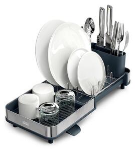 Črn plastičen nastavljiv odcejalnik posode 31x19 cm Extend Slim Steel – Joseph Joseph